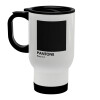 Stainless steel travel mug with lid, double wall white 450ml