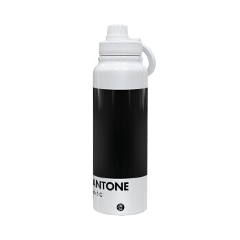 Pantone Black, 1L Stainless Steel Thermal Bottle with Phone Holder & Double Wall Insulation