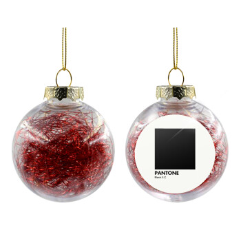 Pantone Black, Transparent Christmas tree ball ornament with red filling 8cm