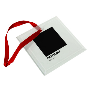 Pantone Black, Χριστουγεννιάτικο στολίδι γυάλινο τετράγωνο 9x9cm