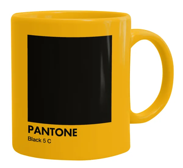 Pantone Black — Κούπα, κεραμική κίτρινη, 330ml