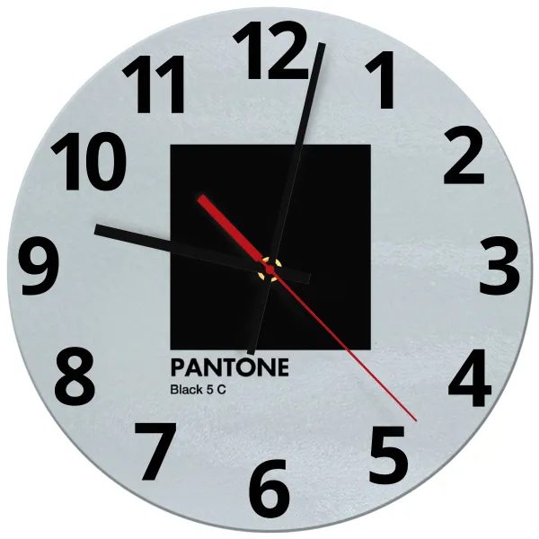 Pantone Black — Ρολόι τοίχου γυάλινο (30cm)