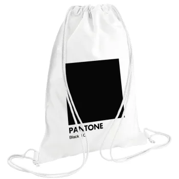 Pantone Black, Τσάντα πλάτης πουγκί GYMBAG λευκή (28x40cm)