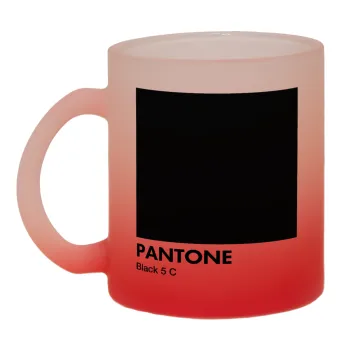 Pantone Black, Κούπα γυάλινη δίχρωμη με βάση το κόκκινο ματ, 330ml