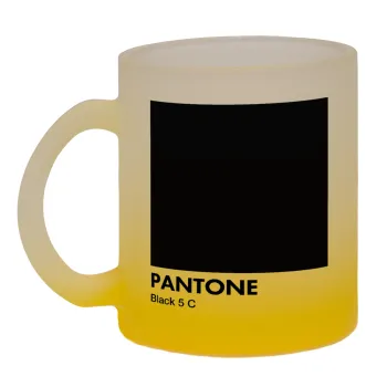 Pantone Black, Κούπα γυάλινη δίχρωμη με βάση το κίτρινο ματ, 330ml