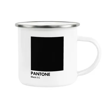 Pantone Black, Metallic enamel cup white 360ml