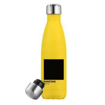 Pantone Black, Μεταλλικό παγούρι θερμός Κίτρινος (Stainless steel), διπλού τοιχώματος, 500ml