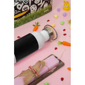 Pantone Black, Πασχαλινή Λαμπάδα με παγούρι μεταλλικό (620ml, stainless steel) & κερί αρωματικό πλακέ (30cm) (ΡΟΖ)