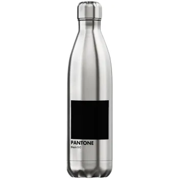 Pantone Black, Μεταλλικό παγούρι θερμός Inox (Stainless steel), διπλού τοιχώματος, 750ml