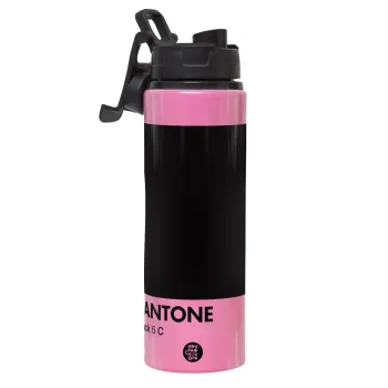 Pantone Black, Μεταλλικό παγούρι νερού με καπάκι ασφαλείας, αλουμινίου 850ml