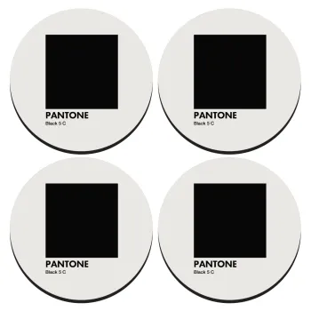 Pantone Black, ΣΕΤ 4 Σουβέρ ξύλινα στρογγυλά (9cm)
