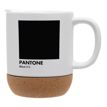 Pantone Black, Κούπα, κεραμική με βάση φελού και καπάκι (ΜΑΤ), 330ml