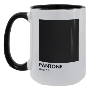 Pantone Black, Κούπα Mega 15oz, κεραμική Μαύρη, 450ml