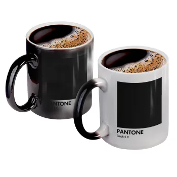 Pantone Black, Κούπα Μαγική, κεραμική, 330ml που αλλάζει χρώμα με το ζεστό ρόφημα