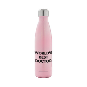 World's Best Doctor, Metal mug thermos Pink Iridiscent (Stainless steel), double wall, 500ml