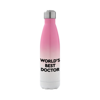 World's Best Doctor, Metal mug thermos Pink/White (Stainless steel), double wall, 500ml