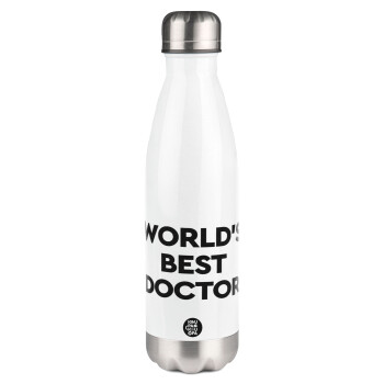 World's Best Doctor, Μεταλλικό παγούρι θερμός Λευκό (Stainless steel), διπλού τοιχώματος, 500ml