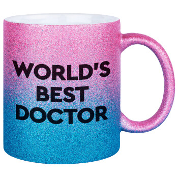 World's Best Doctor, Κούπα Χρυσή/Μπλε Glitter, κεραμική, 330ml