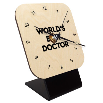 World's Best Doctor, Quartz Table clock in natural wood (10cm)