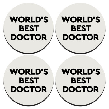 World's Best Doctor, SET of 4 round wooden coasters (9cm)