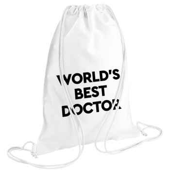 World's Best Doctor, Τσάντα πλάτης πουγκί GYMBAG λευκή (28x40cm)