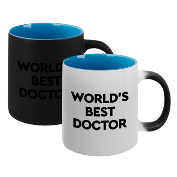 World's Best Doctor, Κούπα Μαγική εσωτερικό μπλε, κεραμική 330ml που αλλάζει χρώμα με το ζεστό ρόφημα (1 τεμάχιο)