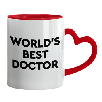 World's Best Doctor, Κούπα καρδιά χερούλι κόκκινη, κεραμική, 330ml