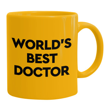 World's Best Doctor, Ceramic coffee mug yellow, 330ml (1pcs)