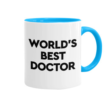 World's Best Doctor, Κούπα χρωματιστή γαλάζια, κεραμική, 330ml