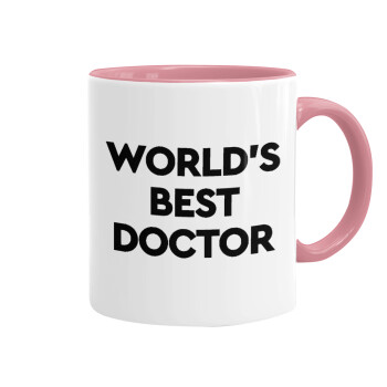 World's Best Doctor, Κούπα χρωματιστή ροζ, κεραμική, 330ml