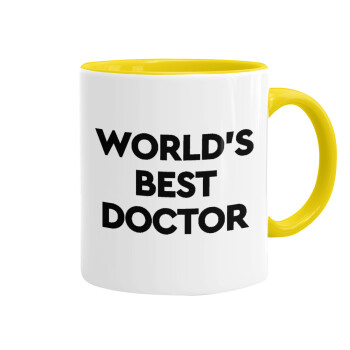 World's Best Doctor, Κούπα χρωματιστή κίτρινη, κεραμική, 330ml