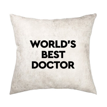 World's Best Doctor, Μαξιλάρι καναπέ Δερματίνη Γκρι 40x40cm με γέμισμα