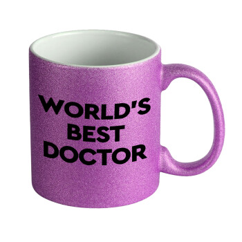World's Best Doctor, Κούπα Μωβ Glitter που γυαλίζει, κεραμική, 330ml