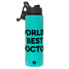 Metallic water bottle with safety lid, 850ml aluminum