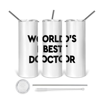 World's Best Doctor, Tumbler stainless steel 600ml, with metal straw & cleaning brush
