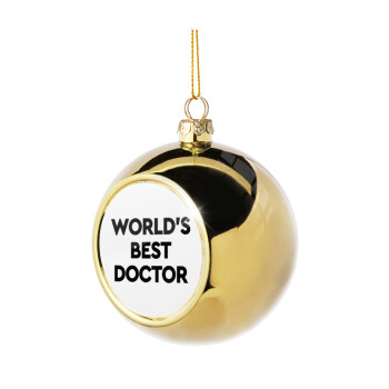 World's Best Doctor, Golden Christmas tree ball ornament 8cm