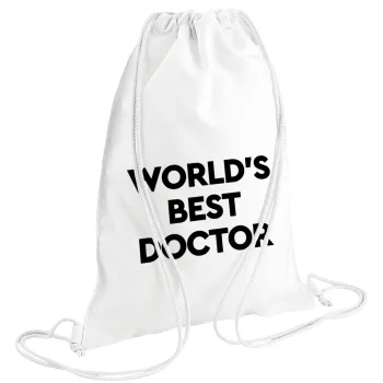 World's Best Doctor, Backpack pouch GYMBAG white (28x40cm)