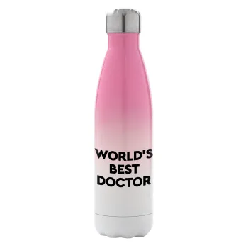 World's Best Doctor, Metal mug thermos Pink/White (Stainless steel), double wall, 500ml