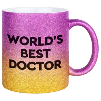 World's Best Doctor, Κούπα Χρυσή/Ροζ Glitter, κεραμική, 330ml