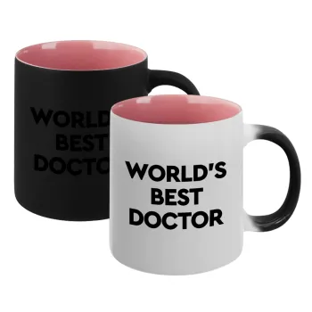 World's Best Doctor, Κούπα Μαγική εσωτερικό ΡΟΖ, κεραμική 330ml που αλλάζει χρώμα με το ζεστό ρόφημα