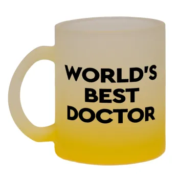 World's Best Doctor, Κούπα γυάλινη δίχρωμη με βάση το κίτρινο ματ, 330ml