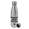 Metallic water bottle, stainless steel, 750ml
