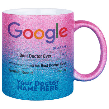 Searching for Best Doctor Ever..., Κούπα Χρυσή/Μπλε Glitter, κεραμική, 330ml
