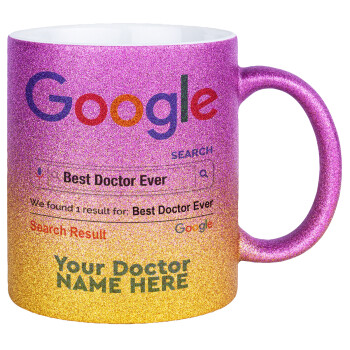 Searching for Best Doctor Ever..., Κούπα Χρυσή/Ροζ Glitter, κεραμική, 330ml