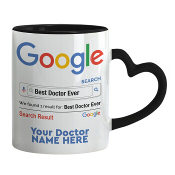 Searching for Best Doctor Ever..., Mug heart black handle, ceramic, 330ml