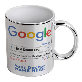 Searching for Best Doctor Ever..., Κούπα κεραμική, ασημένια καθρέπτης, 330ml