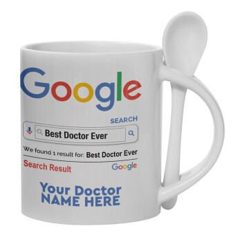 Searching for Best Doctor Ever..., Ceramic coffee mug with Spoon, 330ml (1pcs)