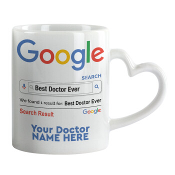 Searching for Best Doctor Ever..., Κούπα καρδιά χερούλι λευκή, κεραμική, 330ml