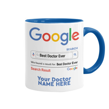 Searching for Best Doctor Ever..., Mug colored blue, ceramic, 330ml