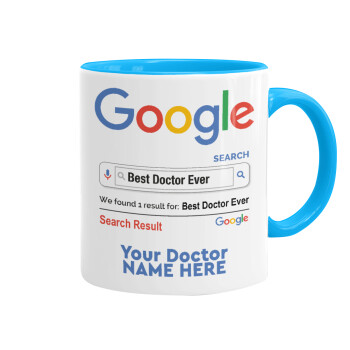 Searching for Best Doctor Ever..., Mug colored light blue, ceramic, 330ml